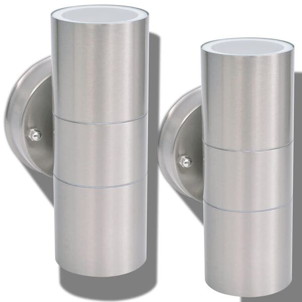 vidaXL Aplică LED perete exterior 2 buc, oțel inoxidabil, sus/jos