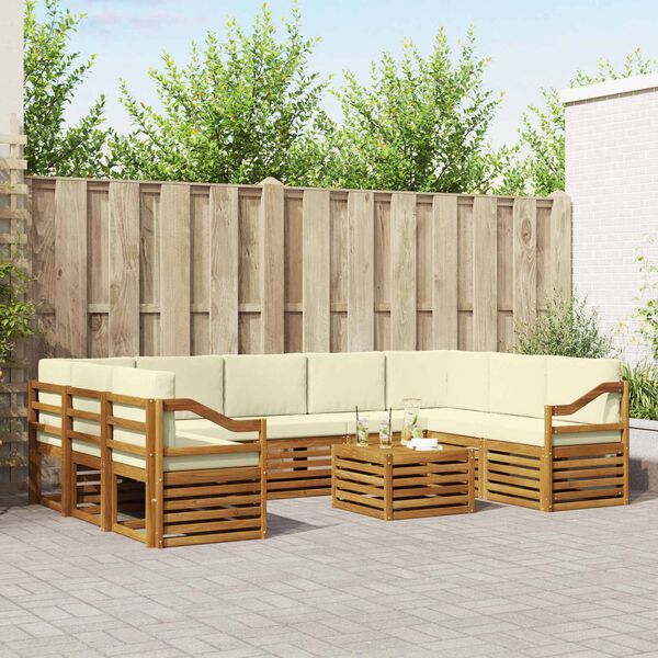 vidaXL Seturi de canapele 10 pcs Natural și Crem Lemn Solid de Acacia