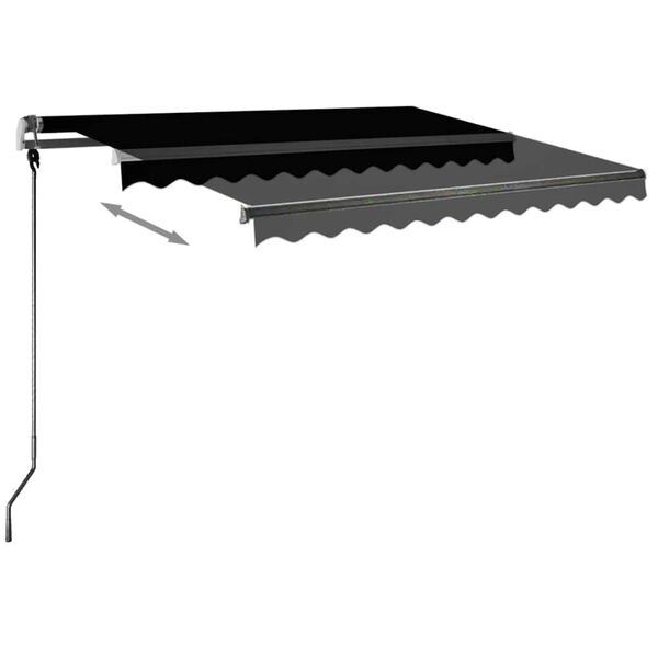 vidaXL Copertină autonomă retractabilă manual, antracit, 350x250 cm