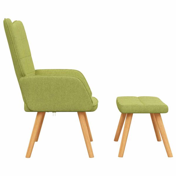 vidaXL Scaun de relaxare cu taburet, verde, textil