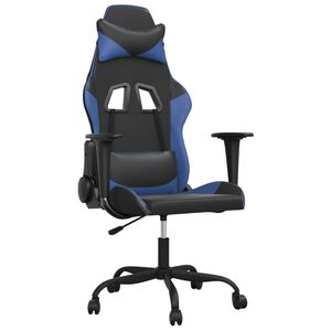 vidaXL Scaun de gaming de masaj, negru și albastru, piele ecologică