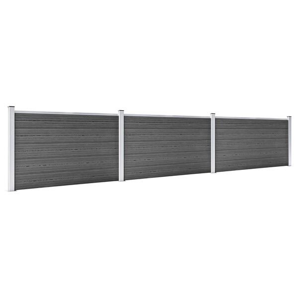 vidaXL Set de panouri de gard, negru, 526 x 105 cm, WPC