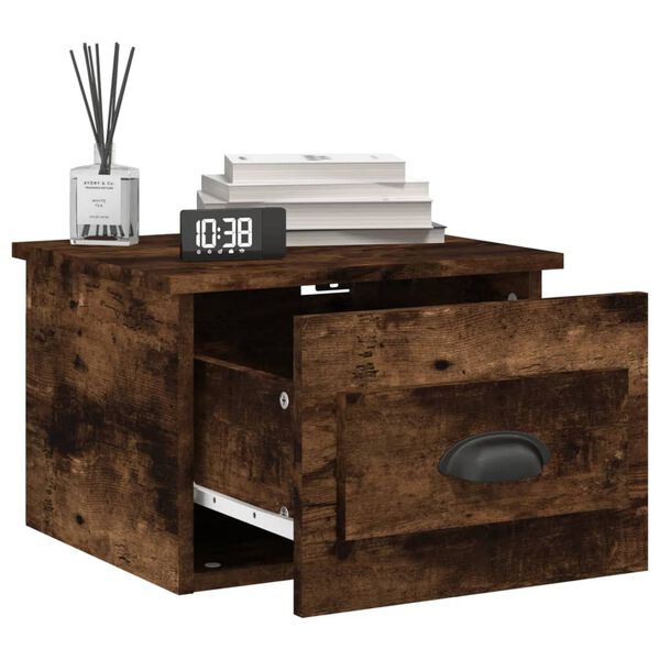 vidaXL Noptiere de perete, 2 buc., stejar fumuriu, 41,5x36x28 cm