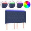 vidaXL Tăblie de pat cu LED, albastru, 147x16x118/128 cm, textil
