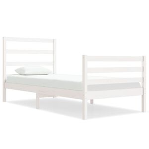 vidaXL Cadru de pat single, alb, 90x190 cm, lemn masiv de pin