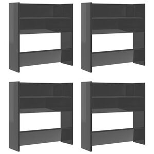 vidaXL Pantofar perete 4buc. gri extralucios 60x18x60cm lemn prelucrat