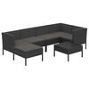 vidaXL Set mobilier de grădină cu perne, 7 piese, negru, poliratan