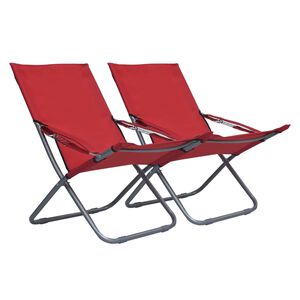 vidaXL Scaune pliante 2 buc. Material textil roșu