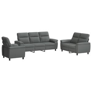 vidaXL Set de canapea 3 pcs Gri &icirc;nchis Țesătură