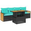 vidaXL Set mobilier de grădină cu perne, 5 piese,poliratan/lemn acacia