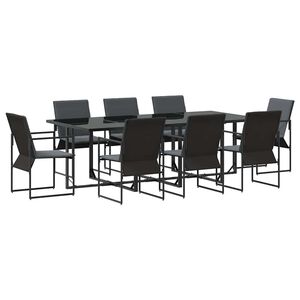 vidaXL Set de masă pentru grădină 9 pcs Negru Oțel