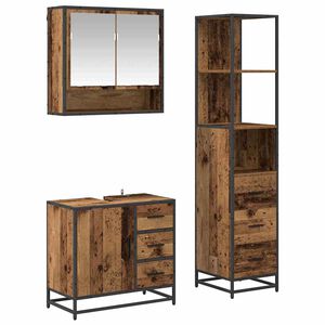 vidaXL Set de mobilier pentru baie 3 buc. Lemn Vechi Lemn prelucrat