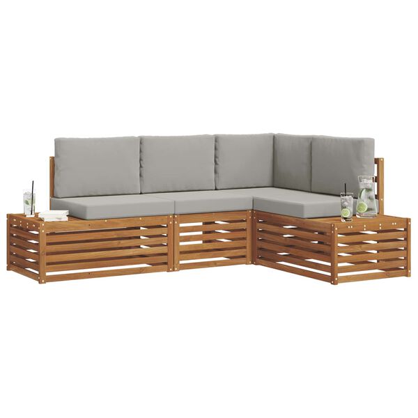 vidaXL Seturi de canapele cu pernă 4 Bucată Gri natural și deschis