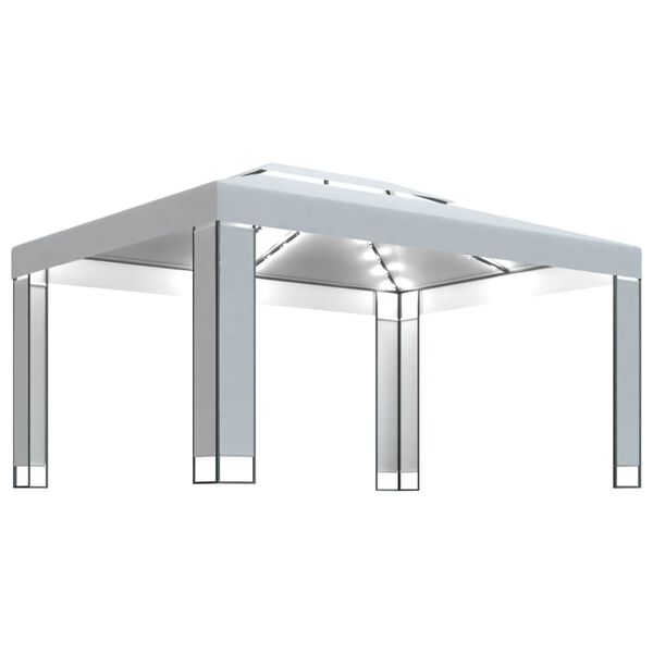 vidaXL Pavilion cu șir de lumini LED, alb, 3x4 m