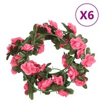 vidaXL Ghirlande de flori artificiale, 6 buc., roșu roz, 240 cm