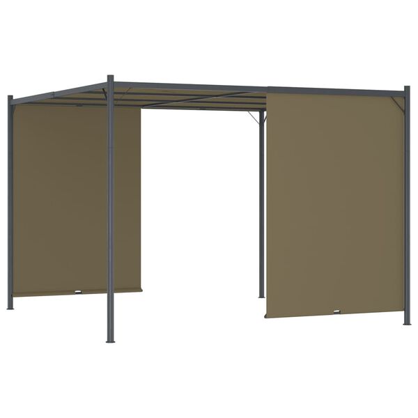 vidaXL Pergolă grădină cu acoperiș retractabil gri taupe 3x3m 180 g/m&sup2;