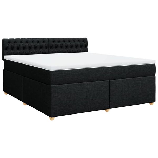 vidaXL Pat box spring cu saltea, negru, 180x200 cm, catifea