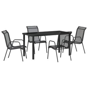 vidaXL Set de masă pentru grădină 5 pcs Negru