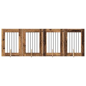 vidaXL Poartă pentru c&acirc;ini cu suporturi 4 pcs Lemn vechi 60 x 80 cm