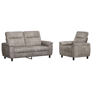 vidaXL Set de canapea 2 pcs Gri deschis Piele Suedată Sintetică
