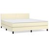 vidaXL Pat box spring cu saltea, crem, 180x200 cm, piele ecologică