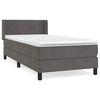 vidaXL Pat box spring cu saltea, gri &icirc;nchis, 80x200 cm, catifea