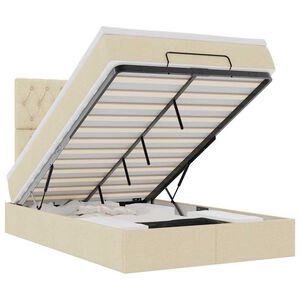 vidaXL Cadru de pat otoman cu saltea crem 120x190cm stofa