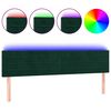vidaXL Tăblie de pat cu LED, verde &icirc;nchis, 180x5x78/88 cm, catifea