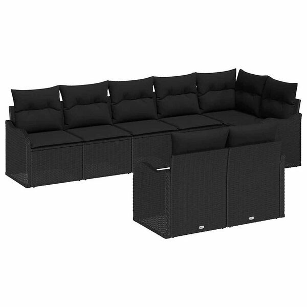 vidaXL Set de canapele pentru grădină 8 pcs Negru poliratan