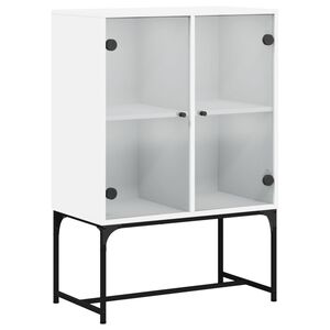 vidaXL Dulap lateral cu uși din sticlă, alb, 69x37x100 cm