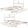 vidaXL Pat cu bibliotecă fără saltea, alb, 90x190 cm, lemn masiv pin