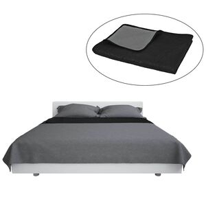 vidaXL Cuvertură matlasată cu două fețe, 230x260 cm, gri și negru