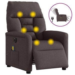 vidaXL Fotoliu electric de masaj rabatabil, maro &icirc;nchis, textil