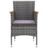 vidaXL Set mobilier grădină, 9 piese, gri, poliratan, lemn acacia