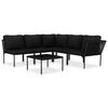 vidaXL Set mobilier de grădină cu perne, 6 piese, negru, PVC