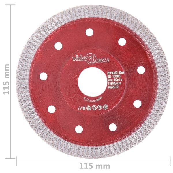 vidaXL Disc diamantat de tăiere cu găuri oțel,115 mm