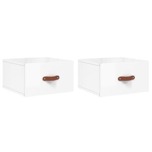 vidaXL Noptiere de perete, 2 buc., alb extralucios, 35x35x20 cm