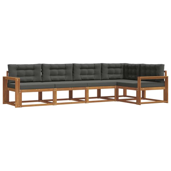 vidaXL Set de canapele de exterior cu pernă 5 pcs Natural și Antracit