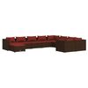 vidaXL Set mobilier de grădină cu perne, 10 piese, maro, poliratan