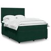 vidaXL Pat box spring cu saltea, verde &icirc;nchis, 140x200 cm, catifea