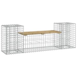 vidaXL Bancă de grădină cu gabion, 183x41x60,5 cm, lemn pin impregnat