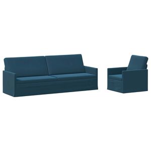 vidaXL Set de canapea 2 pcs albastru Catifea