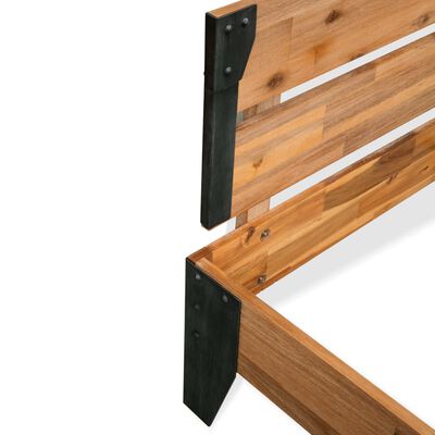 vidaXL Cadru de pat, 152x203 cm, lemn masiv de acacia & oțel
