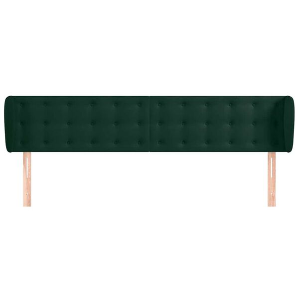 vidaXL Tăblie de pat cu aripioare verde &icirc;nchis 203x23x78/88 cm catifea