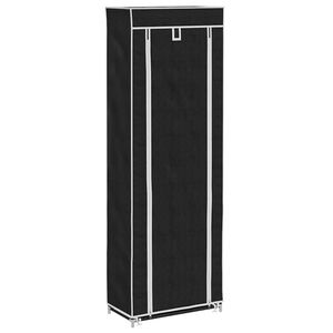 vidaXL Dulap pantofi material textil cu capac, negru, 57x 29x162 cm