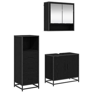 vidaXL Set de mobilier pentru baie 3 pcs Stejar Negru Lemn compozit