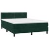 vidaXL Pat box spring cu saltea, verde &icirc;nchis, 140x190 cm, catifea