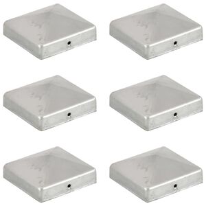 vidaXL Capace st&acirc;lpi de gard piramidă 6 buc. metal galvanizat 81x81 mm