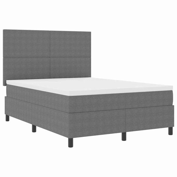 vidaXL Pat cu arcuri cu headboard Gri deschis și alb. 160 x 200 cm