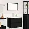 vidaXL Set de mobilier pentru baie 3 pcs Stejar Negru Lemn compozit